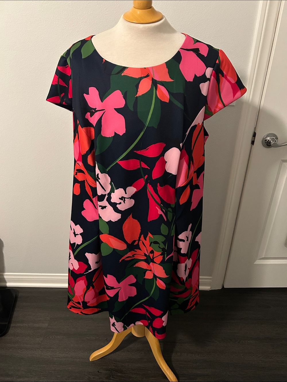 Jessica Howard Navy  Dress with Pink & Red Floral Print
